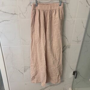 Women's Straight-Leg 100% Cotton Elastic-Waist Pants in cream